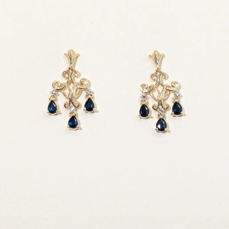 Seasonal Jewelry Deals – Elevate Your Style Sapphire & Diamond Drop Earrings | 1.02ctw, 0.03ctw |