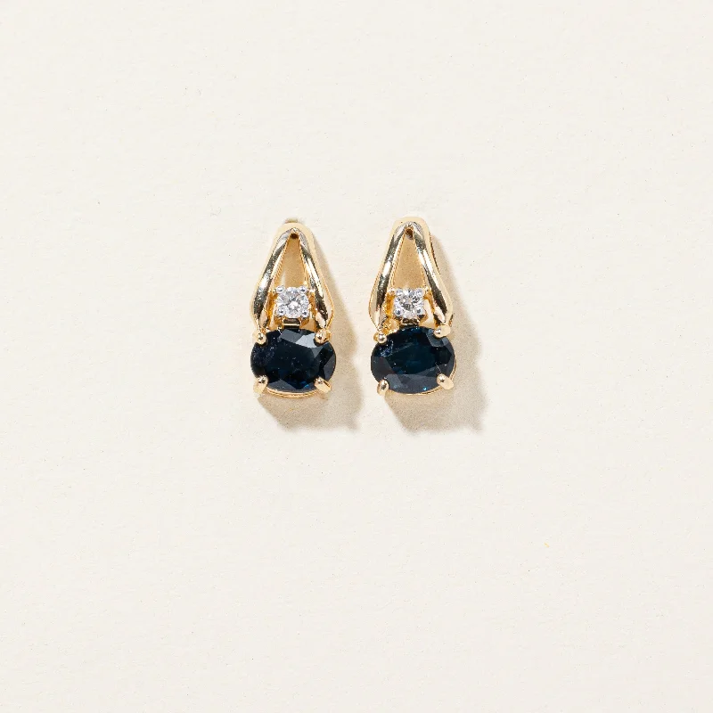 Fashion-Forward Geometric Jewelry For Contemporary Style Sapphire & Diamond Earrings | 0.44ctw, 0.05ctw |