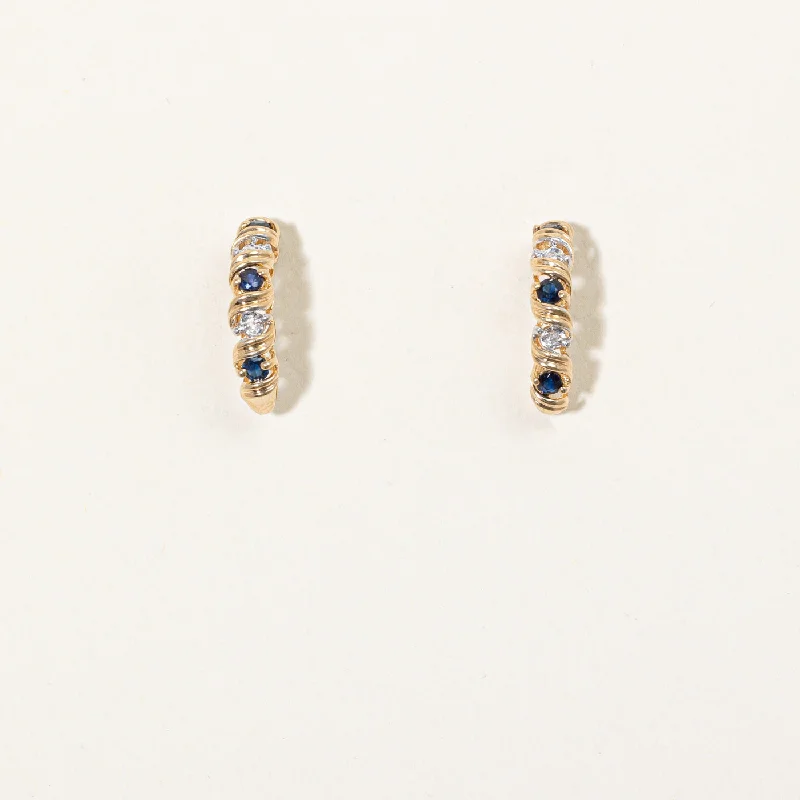 Make Your Outfit Shine With Discounted Jewelry Sapphire & Diamond Half Huggie Earrings | 0.46ctw, 0.02ctw |