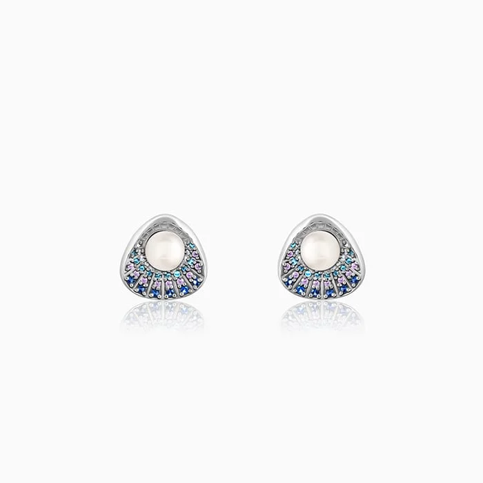 Fashion-Forward Jewelry At Incredible Prices Silver Pearl in a Shell Stud Earrings