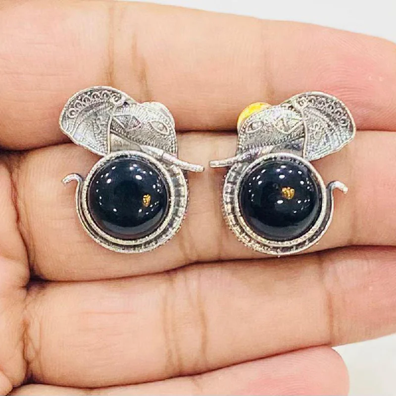 High-End Sparkle, Low-End Prices – Shop Now Shagna Silver Plated Monalisa Stone Elephant Design Stud Earrings