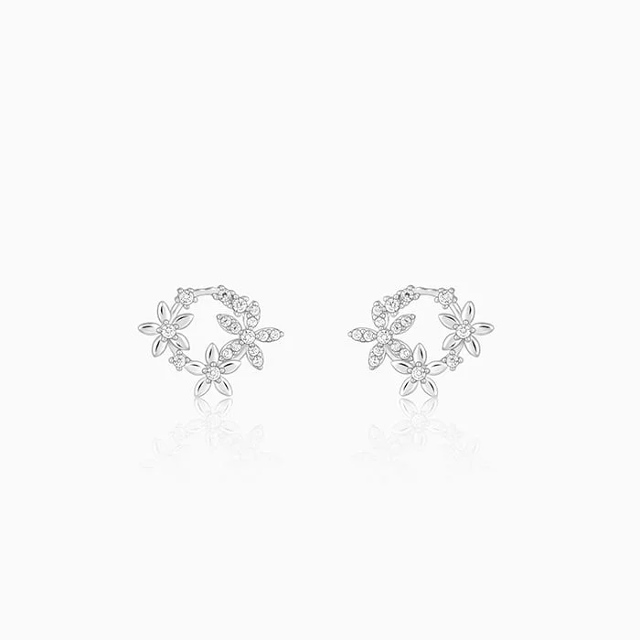 Flash Sale On Stunning Jewelry – Don't Miss Out Silver Flower Wreath Stud Earrings