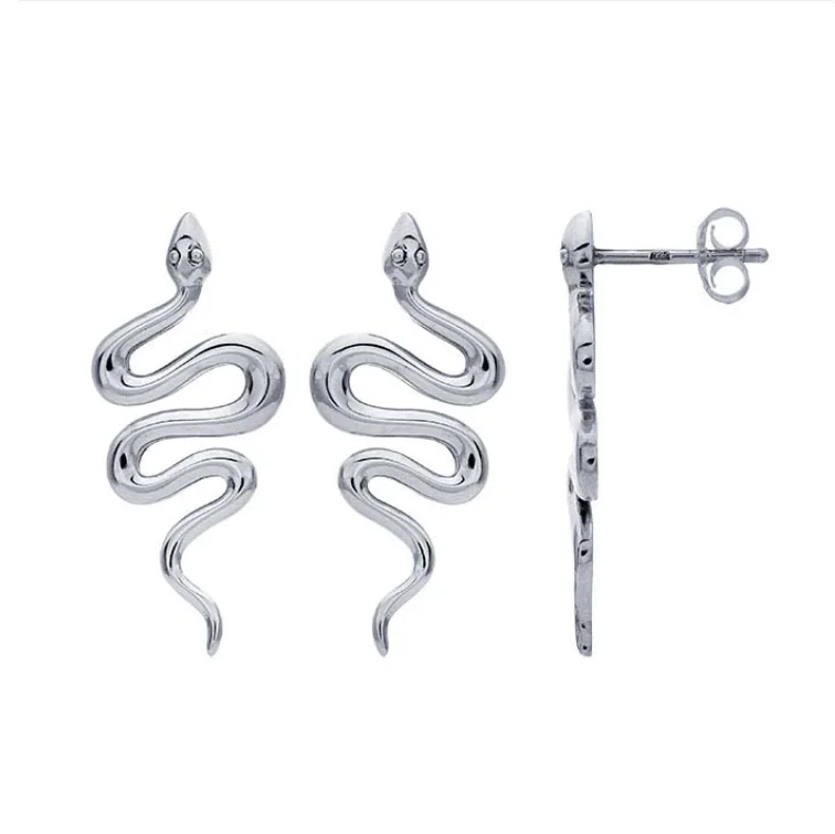 Premium Jewelry Now Available At Special Discounts Silver Large Snake Stud Earrings