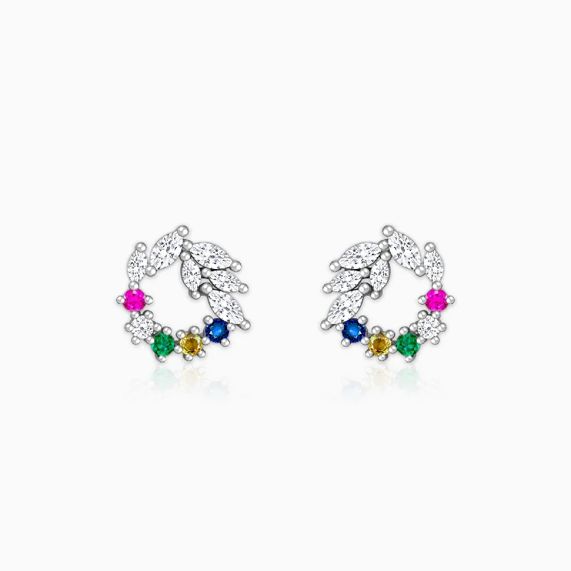 Bestselling Jewelry At Special Promotional Rates Silver Rainbow Wreath Stud Earrings