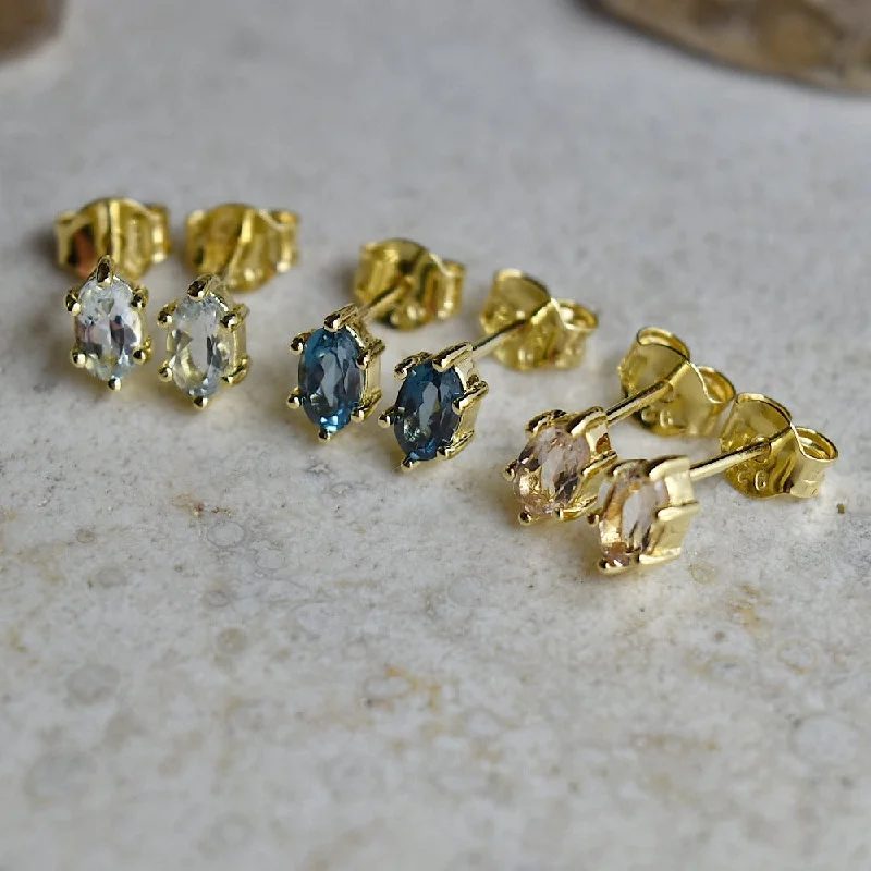 Final Call For Exquisite Jewelry At Reduced Rates Six-Prong Oval Gemstone Stud Earrings