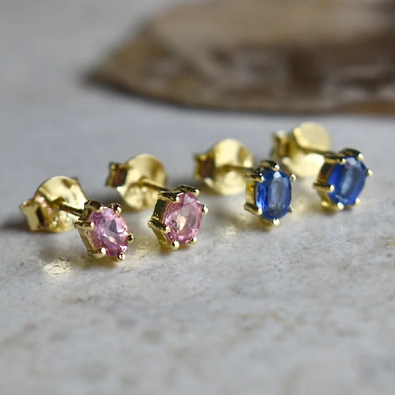 Celebrate Every Occasion With Sparkling Savings Small Six-Prong Oval Gemstone Stud Earrings