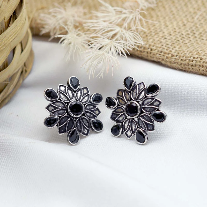 Shop Fine Jewelry With Exclusive Savings Teejh Aashini Black Stone Silver Oxidised Earring