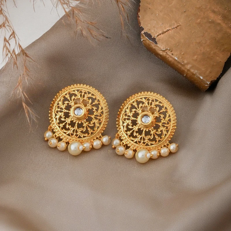 Shop Dazzling Rings, Earrings, And More At Special Discounts Teejh Bhargavi Filigree Gold and Pearl Earring