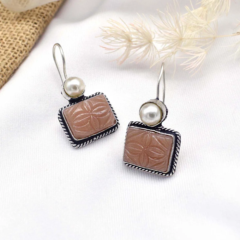 Elegant Jewelry, Exclusive Prices – Shop Now Teejh Diti Brown Stone & Pearl Earrings