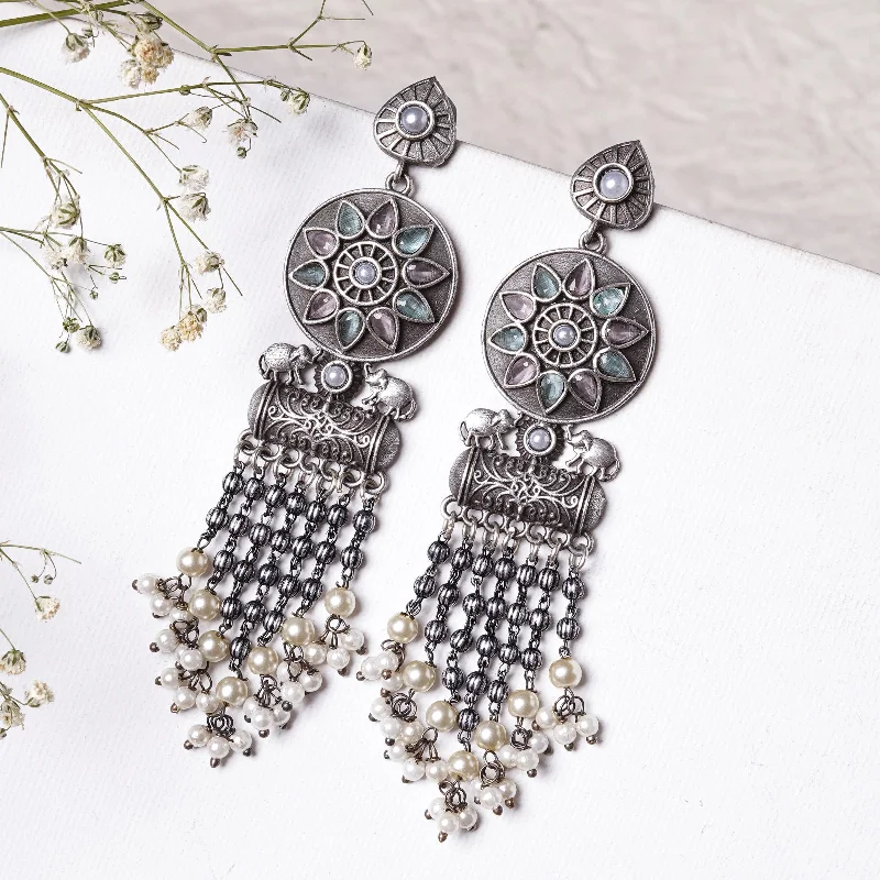 Trendy And Classic Jewelry Now At Reduced Prices Teejh Gahez Multi-colored Silver Oxidised Earrings