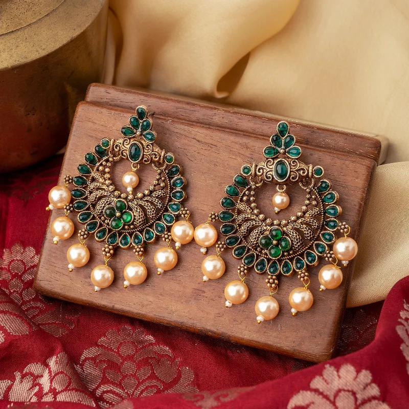 Shine Bright With Our Special Jewelry Promotions Teejh Hanseeka Dark Green Gold Enamel Earring