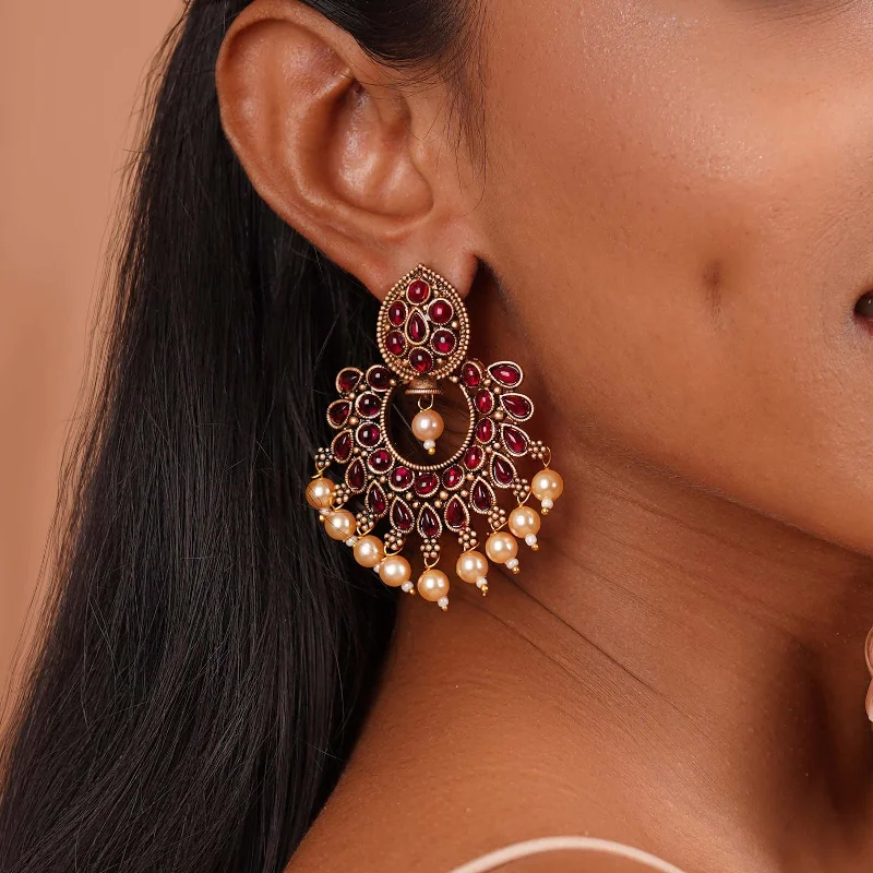 Affordable Luxury Jewelry For Every Occasion Teejh Ira Maroon Gold Enamel Earrings