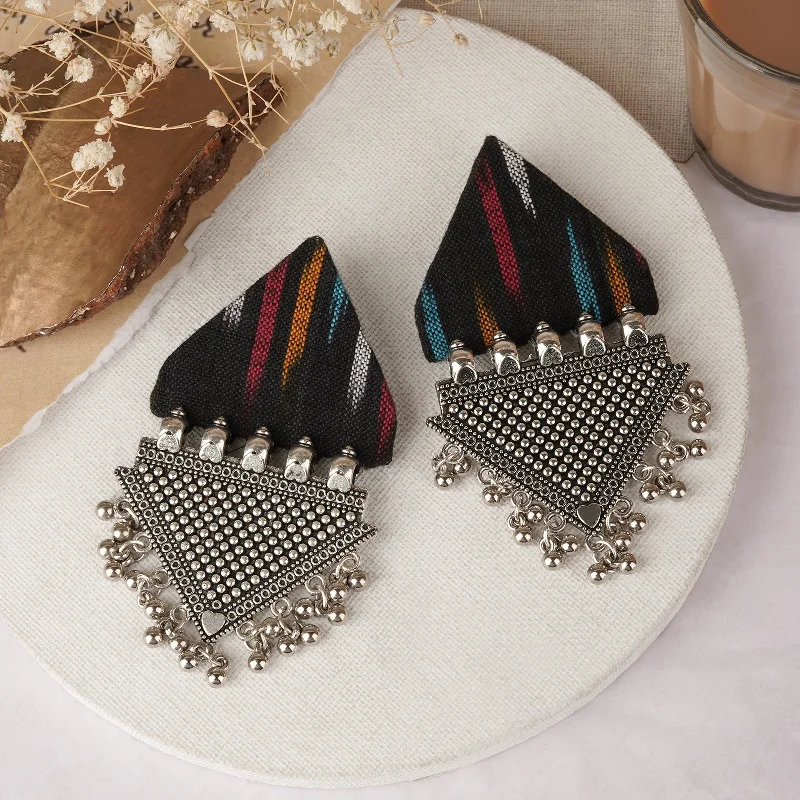 Get Your Favorite Jewelry At The Best Price Teejh Nandini Multicoloured Fabric and Silver Earring