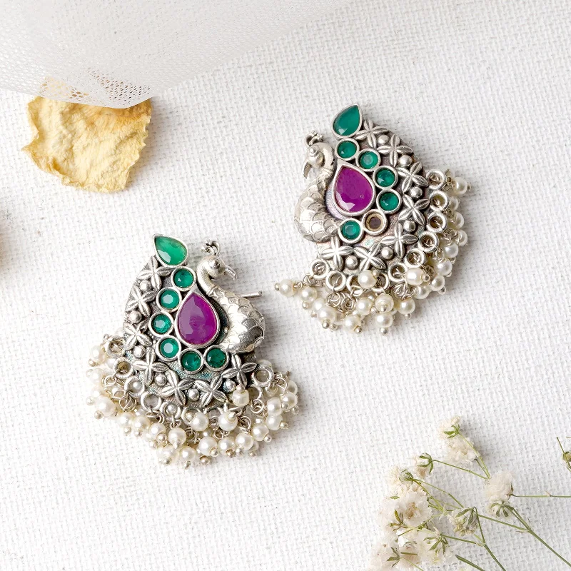 Seasonal Jewelry Sale – Upgrade Your Collection Teejh Nirali Multicolored Silver Oxidised Earrings