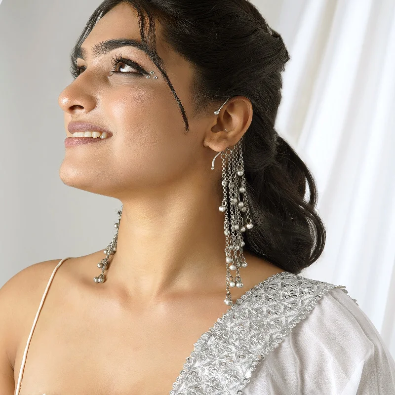 Your Perfect Accessory Now At The Best Price Teejh Nuriya Silver Oxidised Ghungroo Earcuff