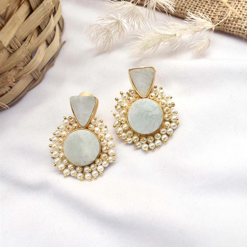 Flash Deals On Fine Jewelry – Shop Before It's Gone Teejh Preeti Light Green Stone and Pearl Earring