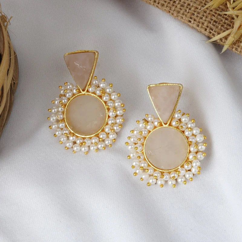 Dazzle With Discounts – Shop Jewelry On Sale Teejh Preeti Light Pink Stone and Pearl Earring