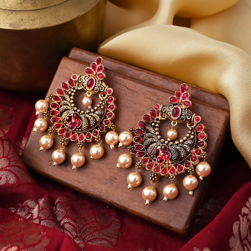 Flash Sale On Exquisite Jewelry – Don't Miss Out Teejh Saumya Magenta Gold Enamel Earrings