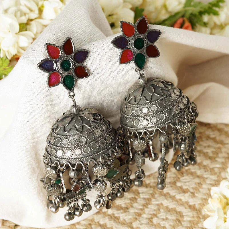 Fashion-Forward Geometric Jewelry For Contemporary Style Teejh Shivani Silver Oxidised Earring