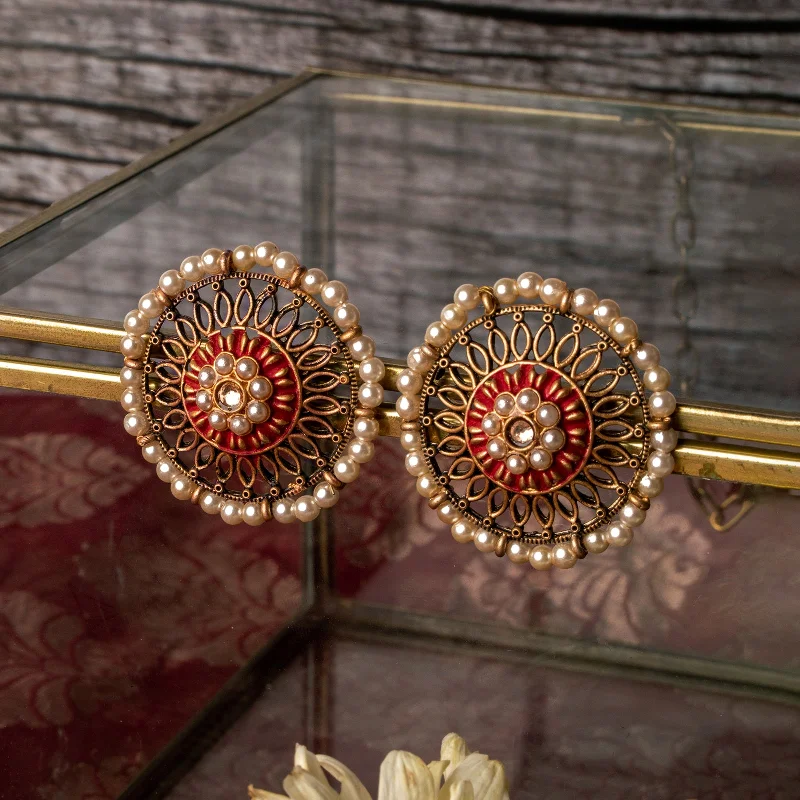 Big Savings On Your Favorite Jewelry Pieces Teejh Vaani Red Gold Enamel Stud