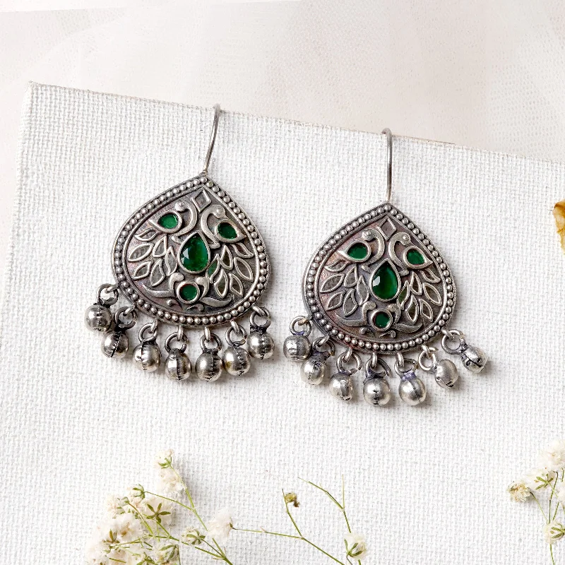 Unmissable Jewelry Sale – Shop Before It's Too Late Teejh Vanya Silver Oxidised Green Earrings