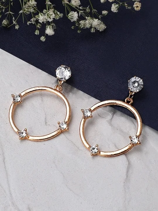 Unbeatable Offers On Luxury And Everyday Jewelry TOKYO TALKIES X Rubans 18K Gold Plated Zirconia Studded Dangle Earrings