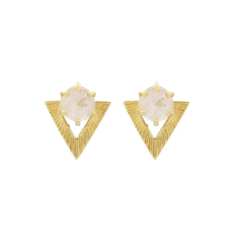 Exclusive Jewelry Offers – Sparkle For Less Zoe & Morgan Violet Stud Earrings - Gold Plated & Rose Quartz