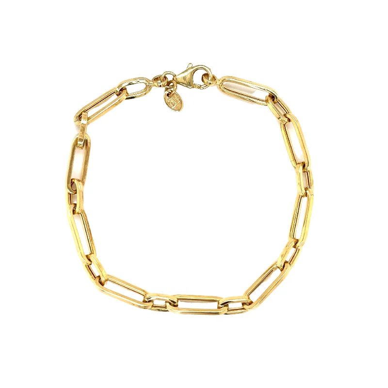 Grab Your Favorite Jewelry At The Lowest Prices 14K Yellow Gold Paperclip Bracelet 7.5"