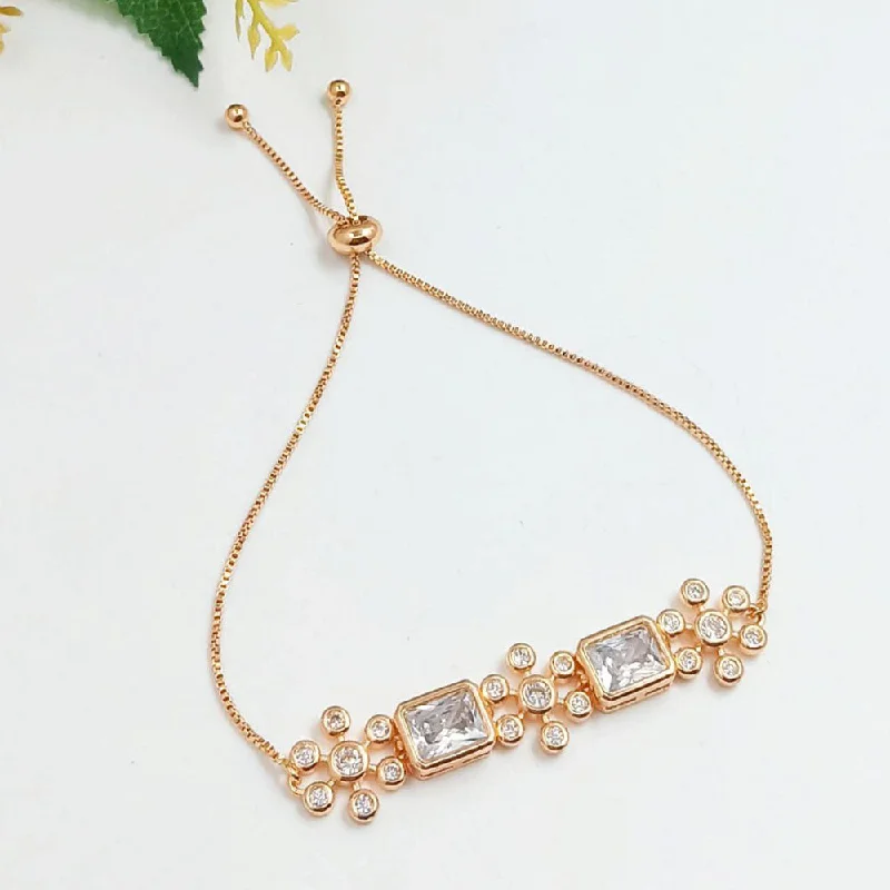 Chic And Stylish Jewelry At Exclusive Prices Aamrapali  Rose Gold Plated Austrian Stone Adjustable Bracelet