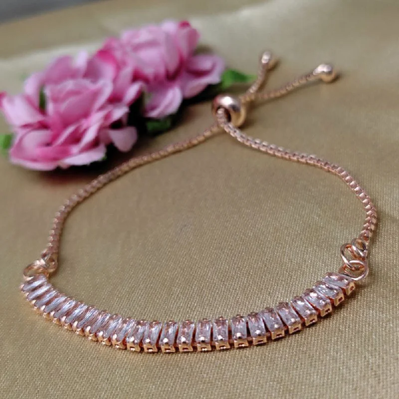 Trending Jewelry Now Available At Exclusive Prices Aamrapali Rose Gold Plated Crystal Stone Adjustable Bracelet