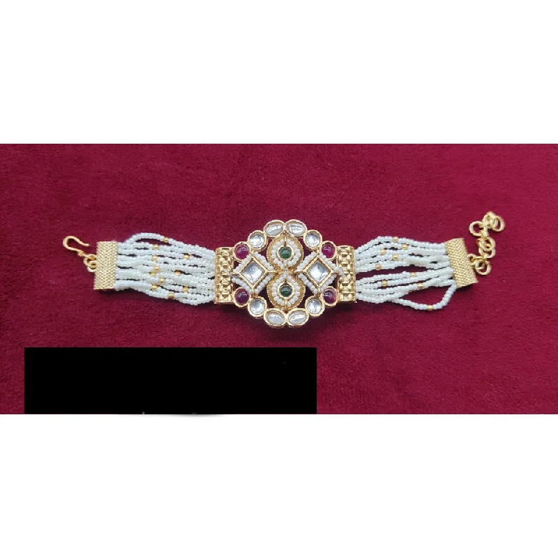 High-End Jewelry, Now More Affordable Than Ever Akruti Collection Gold Plated Kundan Stone And Pearls Adjustable Bracelet