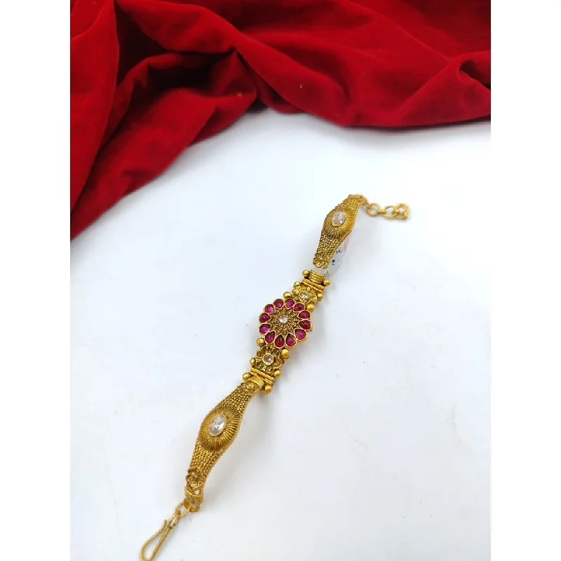 Luxury Handcrafted Jewelry For Elegant Looks Akruti Collection Gold Plated Pota Stone Adjustable Bracelet