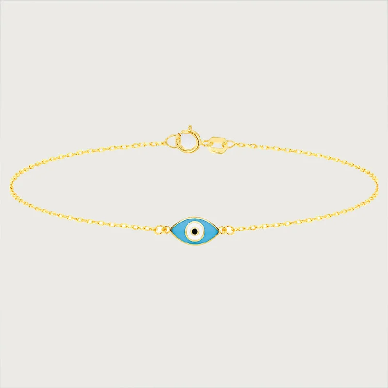 Bohemian-Inspired Jewelry For Free-Spirited Fashion Evil Eye Enamelled Bracelet in 9K Gold