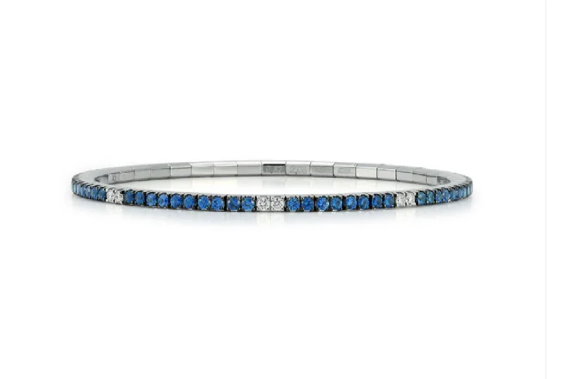 Everyday Jewelry Essentials Now On Sale Ex-Tensible™ round diamond & Blue Sapphire Stretch Tennis Bracelet