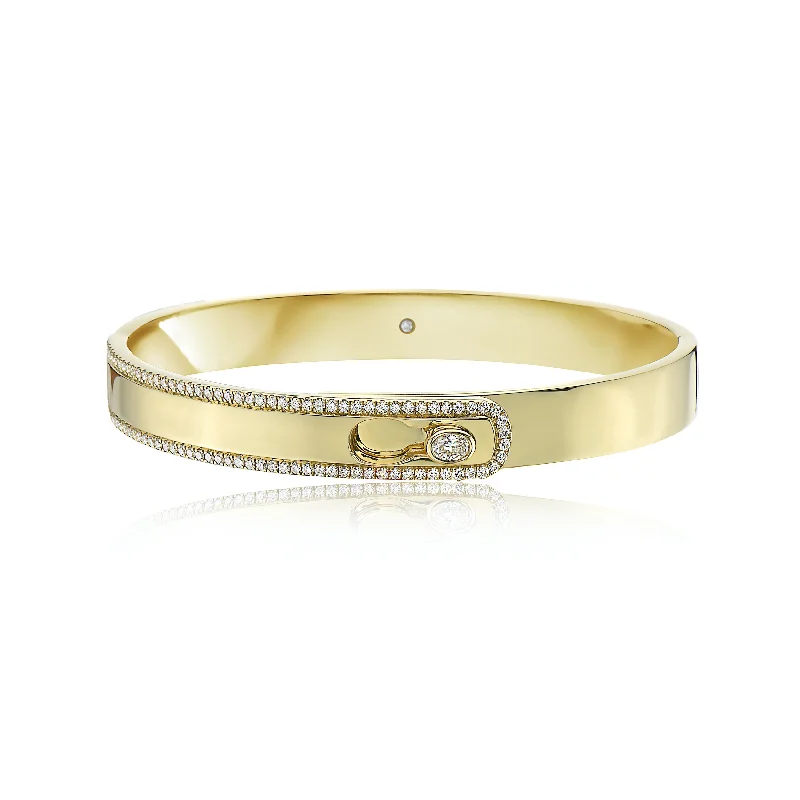 Buy More, Save More On Stunning Jewelry Designs Gold and Diamond Hinged Lock Bracelet