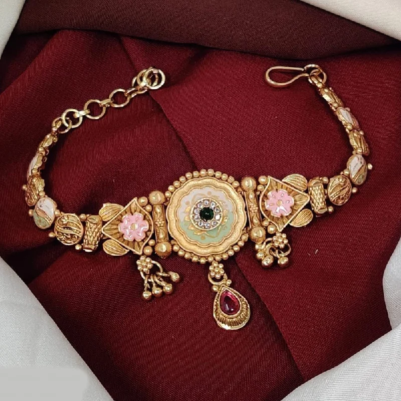 Stunning Jewelry At Even More Stunning Prices Kavita Art Gold Plated Pota Stone And Meenakari Pearl Bracelet