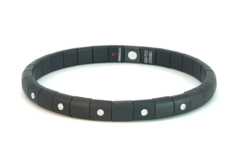 Best Jewelry Sale – Shop Exclusive Designs Now Matte Black Ceramic and Diamond Stretch Bracelet