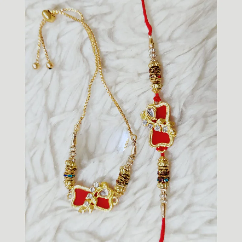 Limited-Time Offer On Elegant Jewelry Pieces Palak Art Gold Plated Rakhi Combo