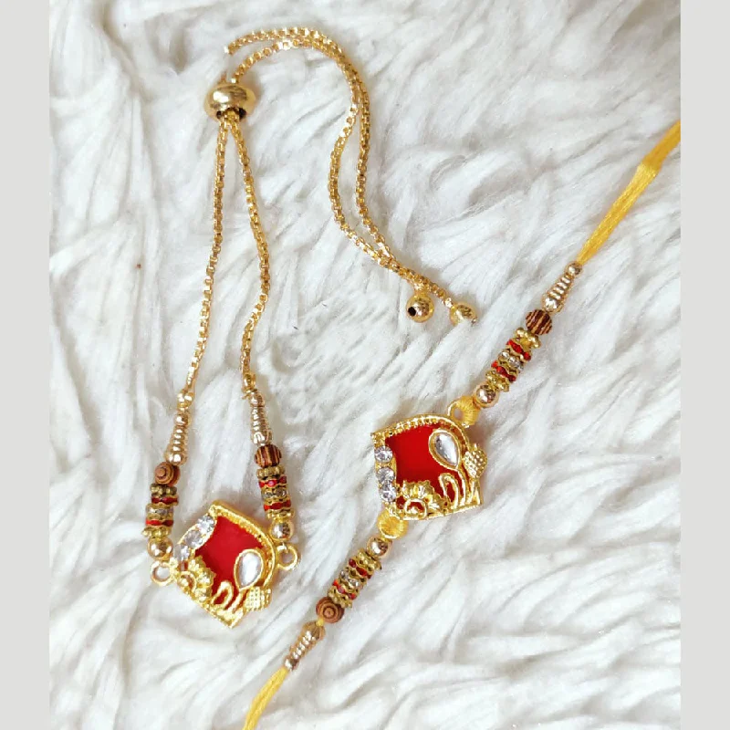 Discounted Jewelry For A Glamorous Look Palak Art Gold Plated Rakhi Combo