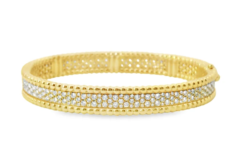 Affordable Luxury Jewelry – Style At A Great Price Pave Diamond and Gold Beaded Bangle Bracelet