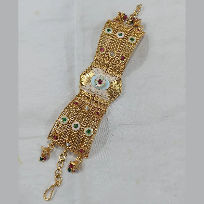 Flash Sale On Exquisite Jewelry – Don't Miss Out Rani Sati Jewels Gold Plated Kundan Stone And Meenakari Adjustable Bracelet