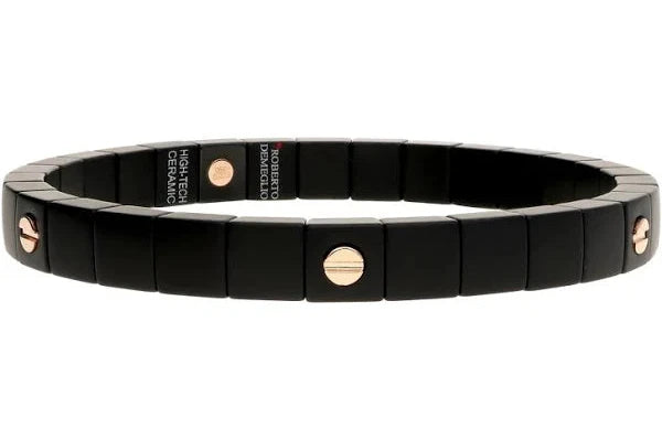 Gorgeous Jewelry, Limited-Time Savings Roberto Demeglio Black Stretch Bracelet with Gold Stations