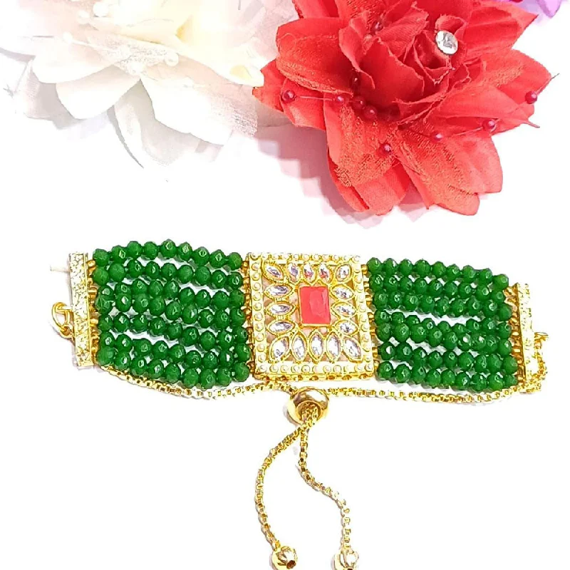 Grab Your Dream Jewelry At The Lowest Prices Shree Jai Sai Art Gold Plated Crystal Stone And Beads Bracelet