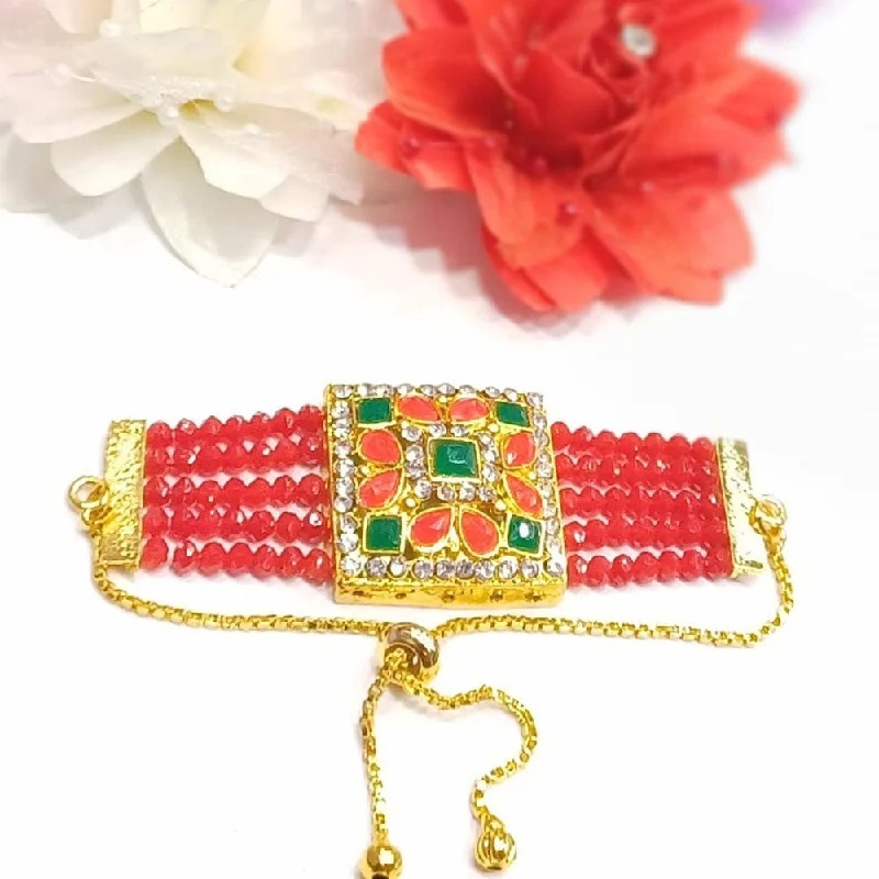 Flash Sale On Exquisite Jewelry – Don't Miss Out Shree Jai Sai Art Gold Plated Crystal Stone And Beads Bracelet