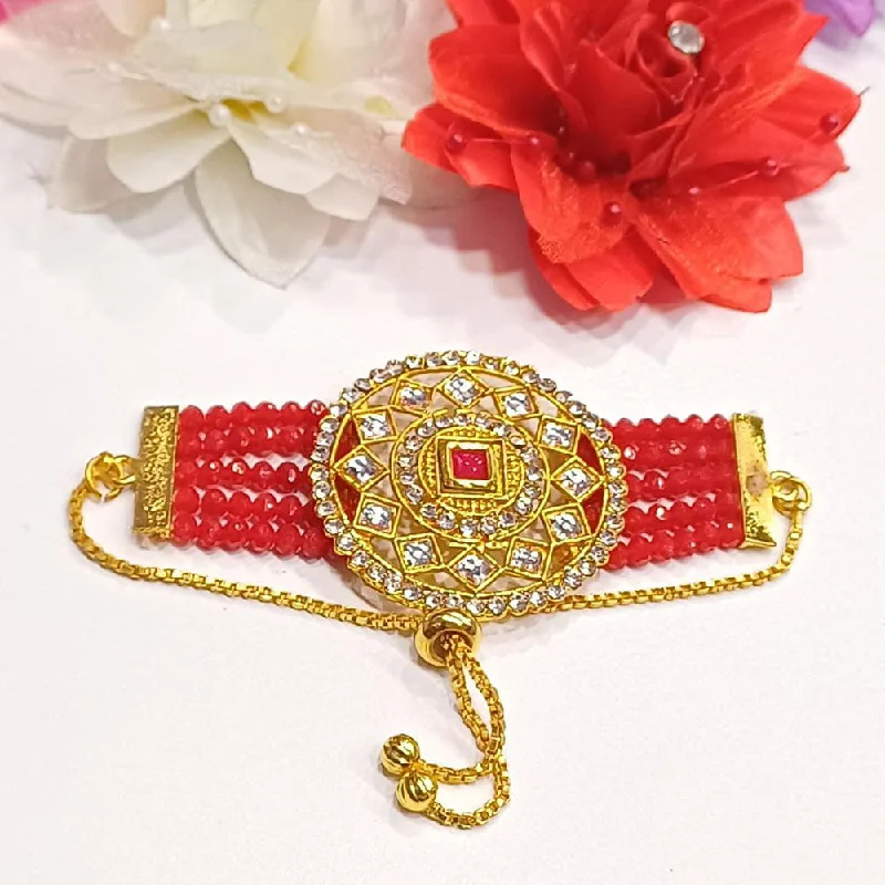 Special Offers On Handcrafted And Designer Jewelry Shree Jai Sai Art Gold Plated Crystal Stone And Beads Bracelet