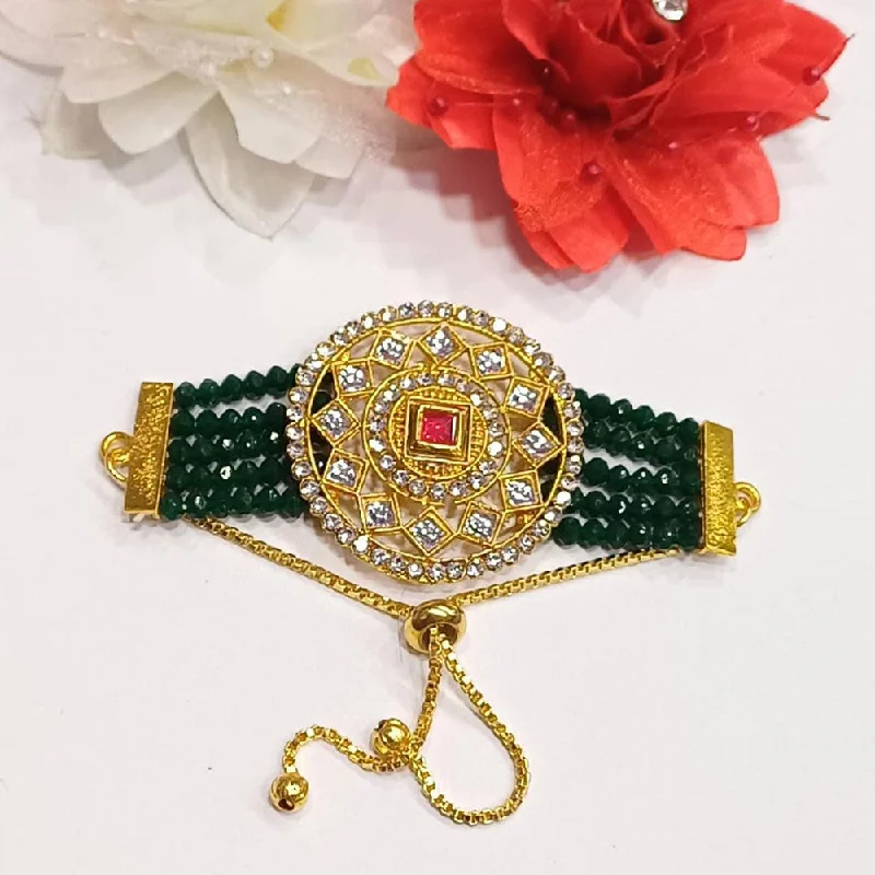 Seasonal Jewelry Sale – Upgrade Your Collection Shree Jai Sai Art Gold Plated Crystal Stone And Beads Bracelet