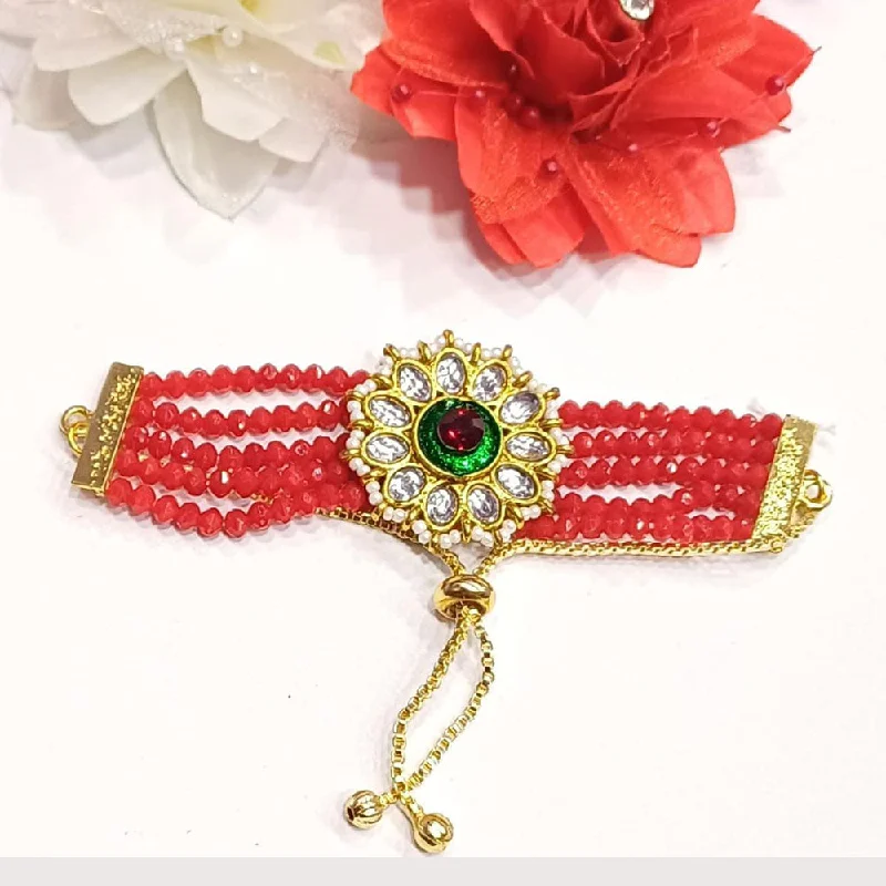 Exclusive Online Discounts On Stylish Jewelry Shree Jai Sai Art Gold Plated Crystal Stone And Beads Bracelet