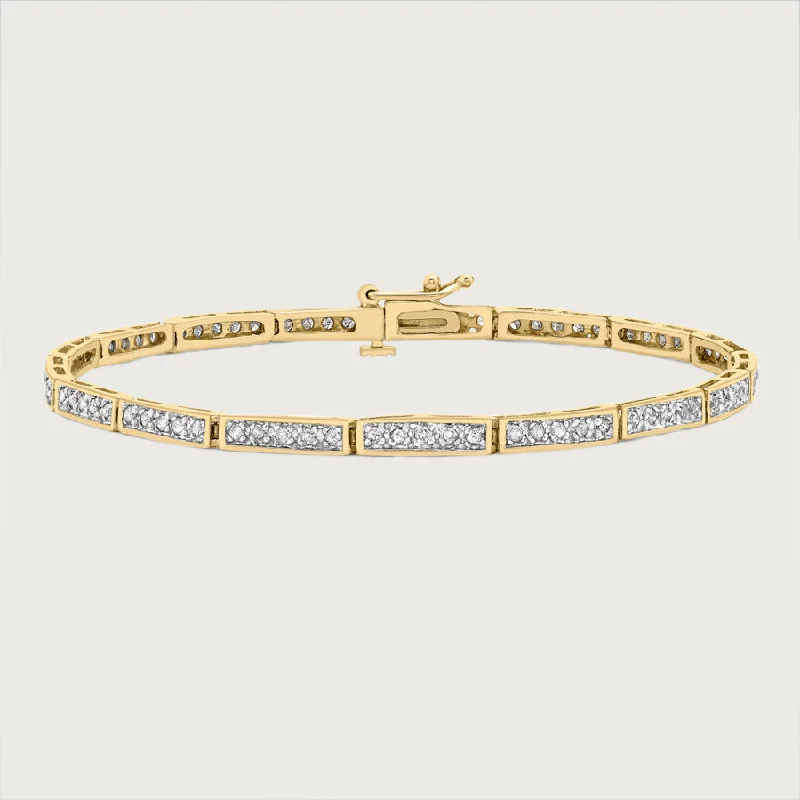 Exclusive Jewelry Offers – Shine For Less Versa Diamond Tennis Bar Bracelet in 9K Gold