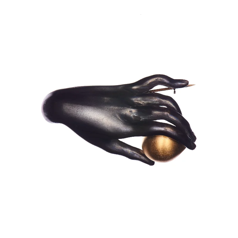 Discounted Luxury Jewelry – Shine Without The Splurge Gabriella Kiss Sterling Bronze "Canova" Hand with Vermeil Plum Pin