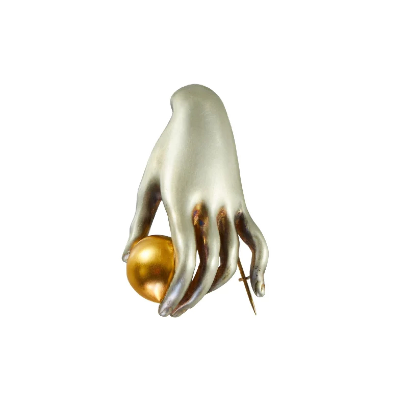 Timeless Jewelry At Special Discount Rates Gabriella Kiss Sterling Silver "Canova" Hand with Vermeil Plum Pin